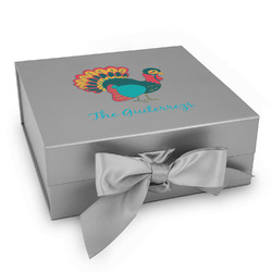 Old Fashioned Thanksgiving Gift Box with Magnetic Lid - Silver (Personalized)