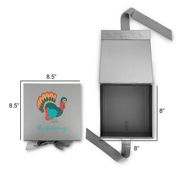 Old Fashioned Thanksgiving Gift Boxes with Magnetic Lid - Silver - Open & Closed