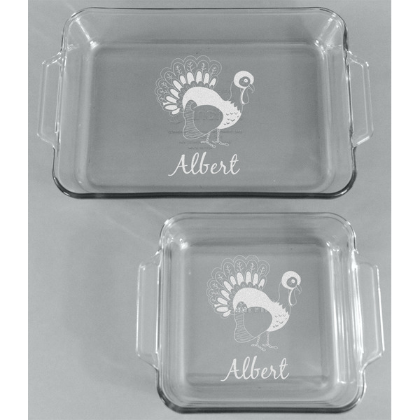 Old Fashioned Thanksgiving Glass Baking Dish Set - FRONT