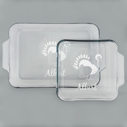 Old Fashioned Thanksgiving Set of Glass Baking & Cake Dish - 13in x 9in & 8in x 8in (Personalized)