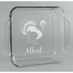 Old Fashioned Thanksgiving Glass Cake Dish - 8in x 8in (Personalized)