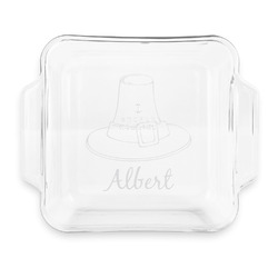Old Fashioned Thanksgiving Glass Cake Dish with Truefit Lid - 8in x 8in (Personalized)