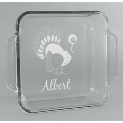 Old Fashioned Thanksgiving Glass Cake Dish - 8in x 8in (Personalized)
