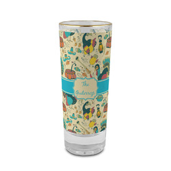 Old Fashioned Thanksgiving 2 oz Shot Glass -  Glass with Gold Rim - Set of 4 (Personalized)