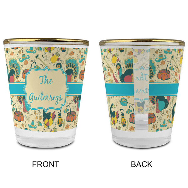 Old Fashioned Thanksgiving Glass Shot Glass - with gold rim - APPROVAL