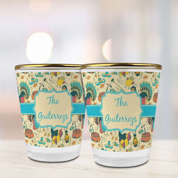 Old Fashioned Thanksgiving Glass Shot Glass - with gold rim - LIFESTYLE