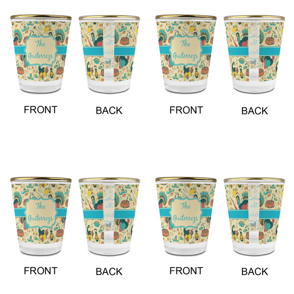 Old Fashioned Thanksgiving Glass Shot Glass - with gold rim - Set of 4 - APPROVAL