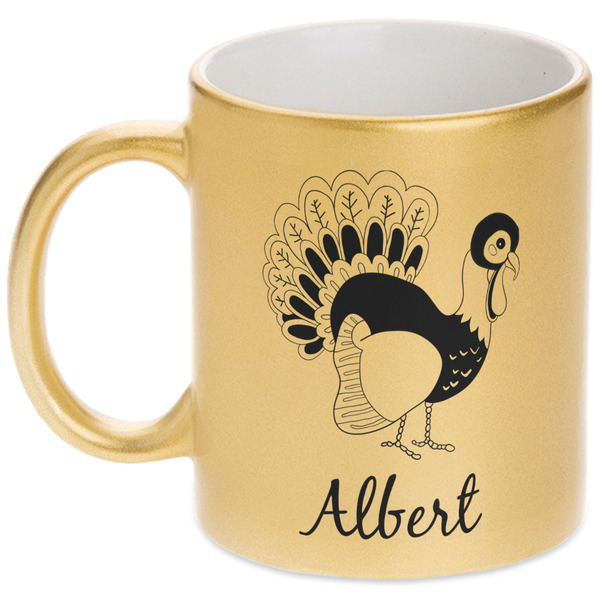 Custom Old Fashioned Thanksgiving Metallic Gold Mug (Personalized)