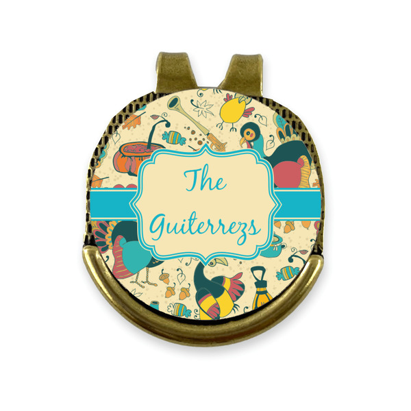 Custom Old Fashioned Thanksgiving Golf Ball Marker - Hat Clip - Gold