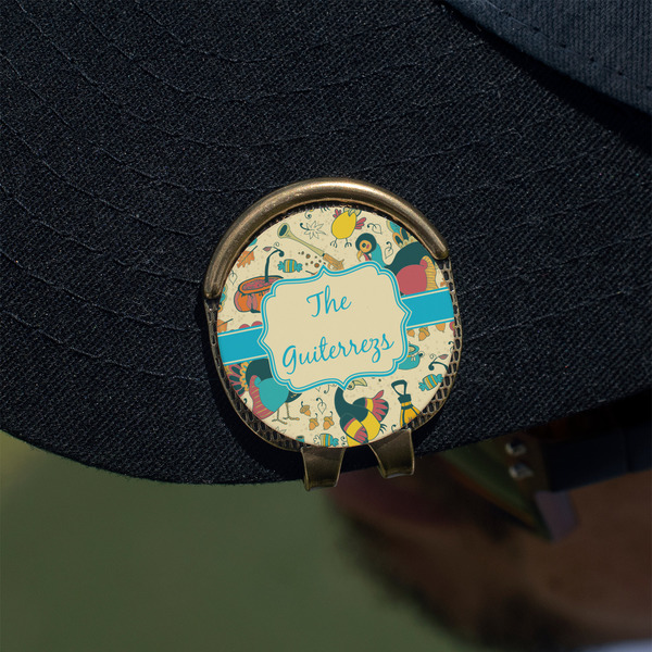 Old Fashioned Thanksgiving Golf Ball Marker Hat Clip - Gold - On Hat