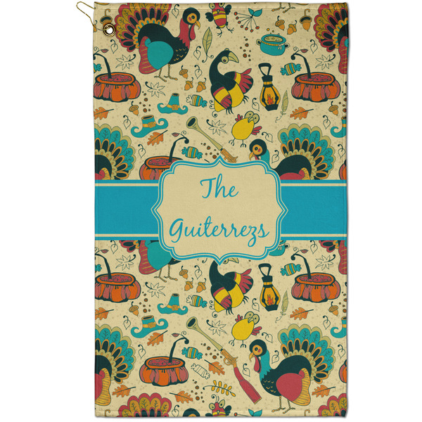 Custom Old Fashioned Thanksgiving Golf Towel - Poly-Cotton Blend - Small w/ Name or Text