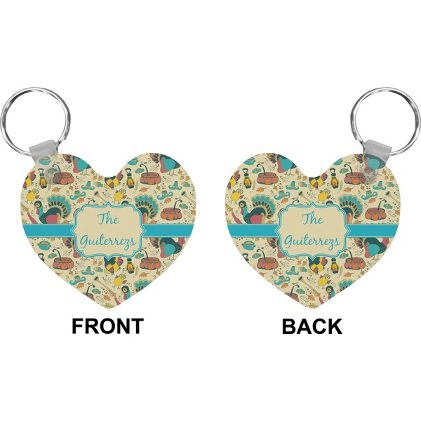 Old Fashioned Thanksgiving Heart Keychain (Front + Back)