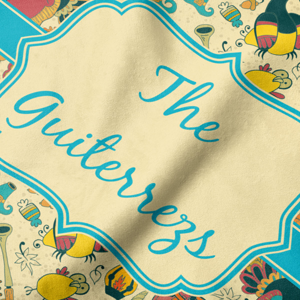 Old Fashioned Thanksgiving Hooded Baby Towel- Detail Close Up