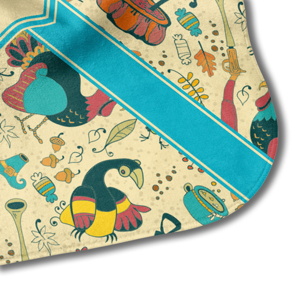 Old Fashioned Thanksgiving Hooded Baby Towel- Detail Corner