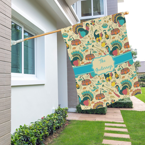 Old Fashioned Thanksgiving House Flags - Double Sided - LIFESTYLE