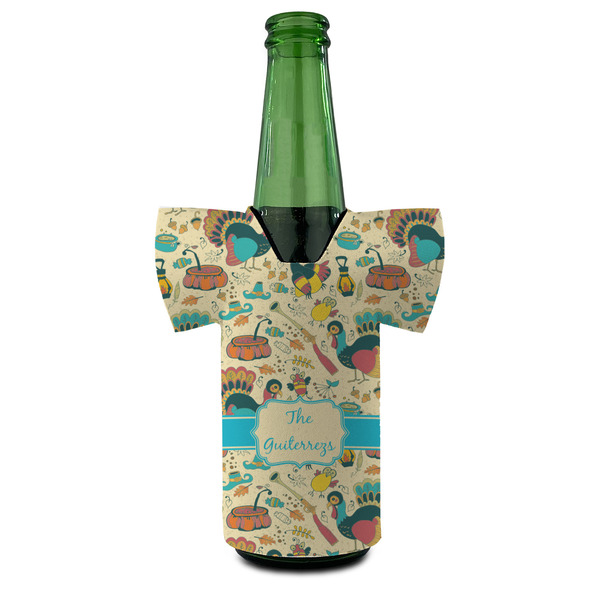 Old Fashioned Thanksgiving Jersey Bottle Cooler - FRONT (on bottle)