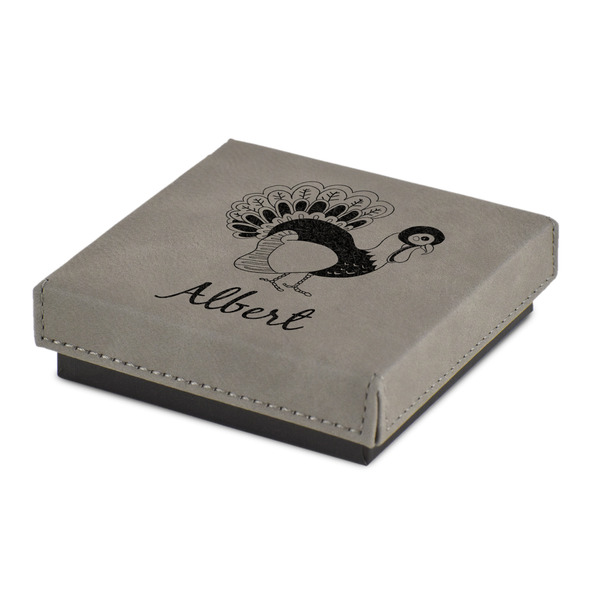 Custom Old Fashioned Thanksgiving Jewelry Gift Box - Engraved Leather Lid (Personalized)