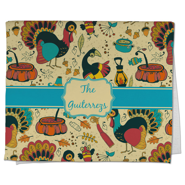 Custom Old Fashioned Thanksgiving Kitchen Towel - Poly Cotton w/ Name or Text