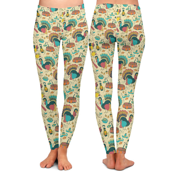 Old Fashioned Thanksgiving Ladies Leggings - Front and Back