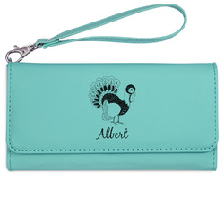 Old Fashioned Thanksgiving Ladies Leatherette Wallet - Laser Engraved- Teal (Personalized)