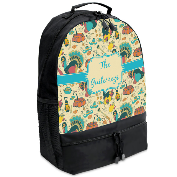 Custom Old Fashioned Thanksgiving Backpacks - Black (Personalized)