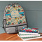 Old Fashioned Thanksgiving Large Backpack - Gray - On Desk