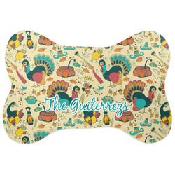 Old Fashioned Thanksgiving Bone Shaped Dog Food Mat (Large) (Personalized)