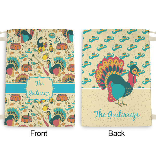 Old Fashioned Thanksgiving Large Laundry Bag - Front & Back View
