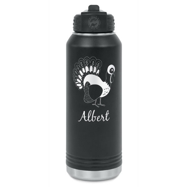 Custom Old Fashioned Thanksgiving Water Bottle - Laser Engraved - Front (Personalized)