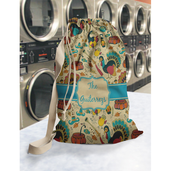 Old Fashioned Thanksgiving Laundry Bag in Laundromat
