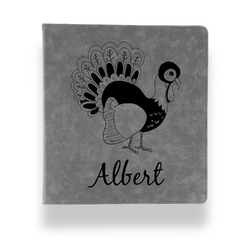 Old Fashioned Thanksgiving Leather Binder - 1" - Grey (Personalized)