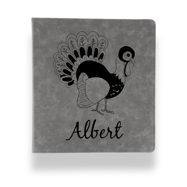 Custom Old Fashioned Thanksgiving Leather Binder - 1" - Grey (Personalized)