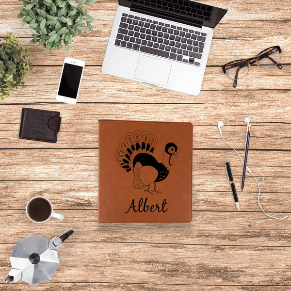 Old Fashioned Thanksgiving Leather Binder - 1" - Rawhide - Lifestyle View