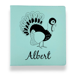 Old Fashioned Thanksgiving Leather Binder - 1" - Teal (Personalized)