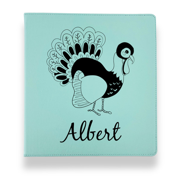 Custom Old Fashioned Thanksgiving Leather Binder - 1" - Teal (Personalized)
