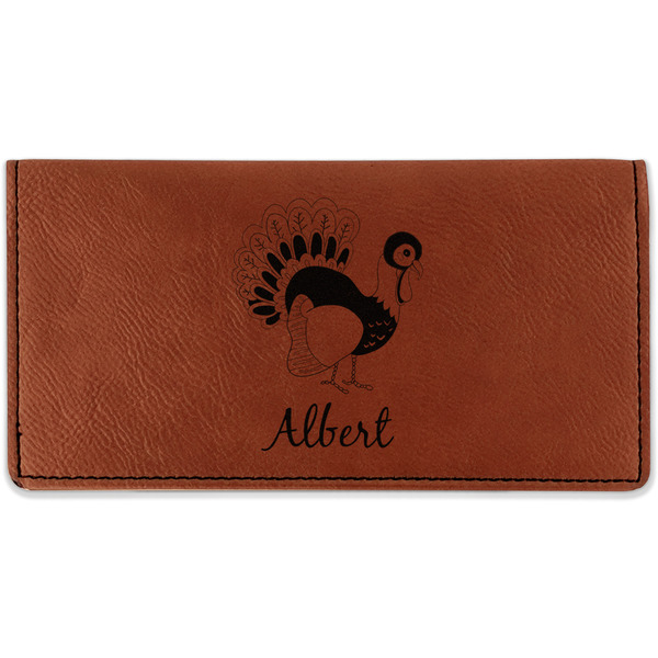 Custom Old Fashioned Thanksgiving Leatherette Checkbook Holder - Double Sided (Personalized)