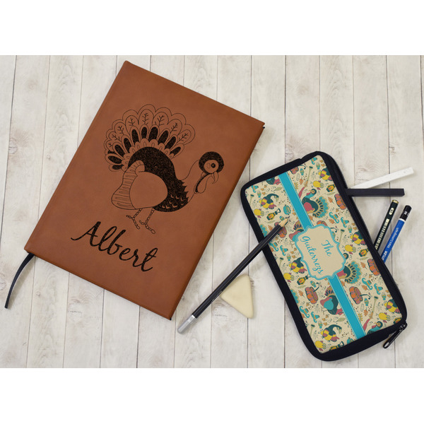 Old Fashioned Thanksgiving Leather Sketchbook - Large - Single Sided - In Context