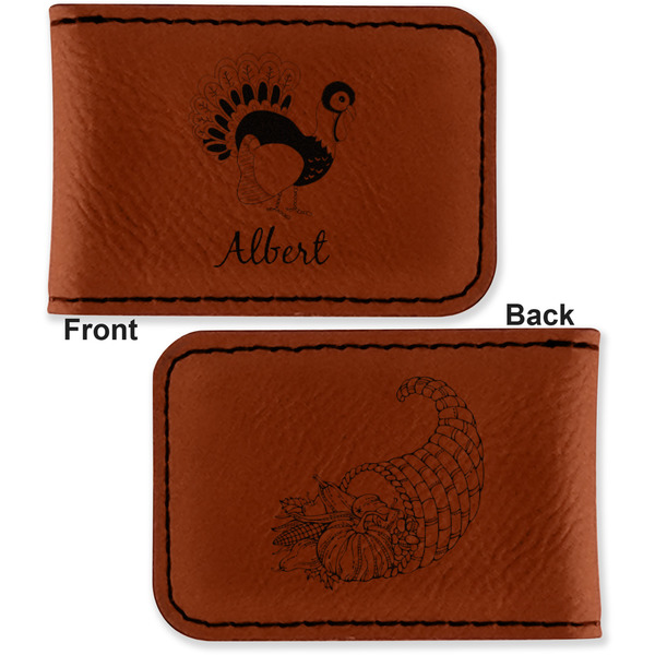 Old Fashioned Thanksgiving Leatherette Magnetic Money Clip - Front and Back