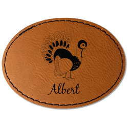 Old Fashioned Thanksgiving Faux Leather Iron On Patch - Oval (Personalized)