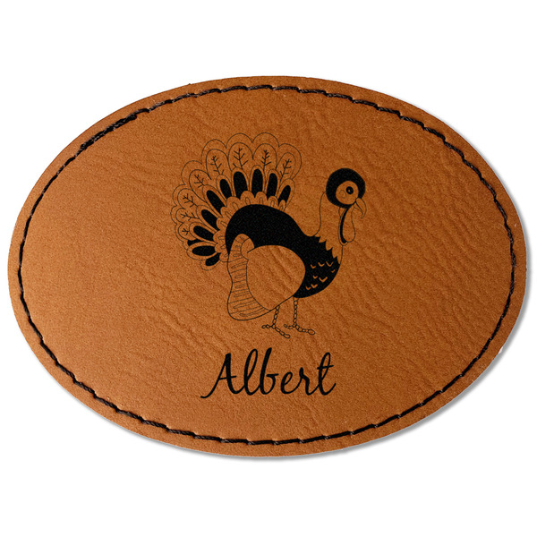 Custom Old Fashioned Thanksgiving Faux Leather Iron On Patch - Oval (Personalized)