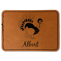 Old Fashioned Thanksgiving Faux Leather Iron On Patch - Rectangle (Personalized)