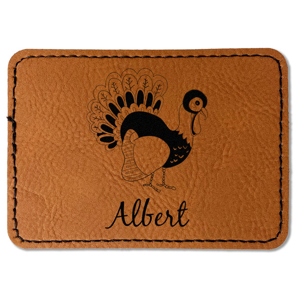 Custom Old Fashioned Thanksgiving Faux Leather Iron On Patch - Rectangle (Personalized)