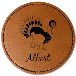 Old Fashioned Thanksgiving Faux Leather Iron On Patch - Round (Personalized)