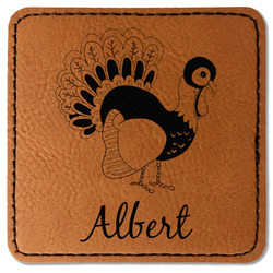 Old Fashioned Thanksgiving Faux Leather Iron On Patch - Square (Personalized)