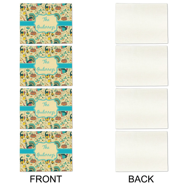 Old Fashioned Thanksgiving Linen Placemat - APPROVAL Set of 4 (single sided)