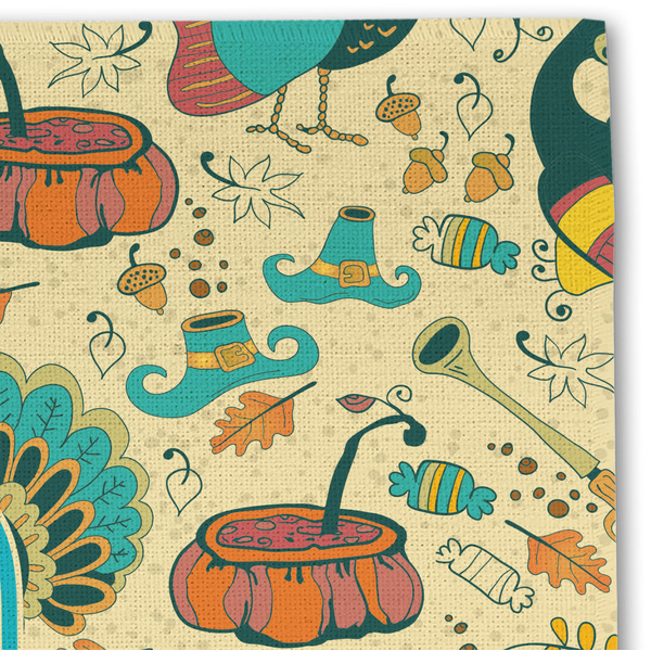 Old Fashioned Thanksgiving Linen Placemat - DETAIL