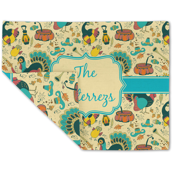 Old Fashioned Thanksgiving Linen Placemat - Folded Corner (double side)