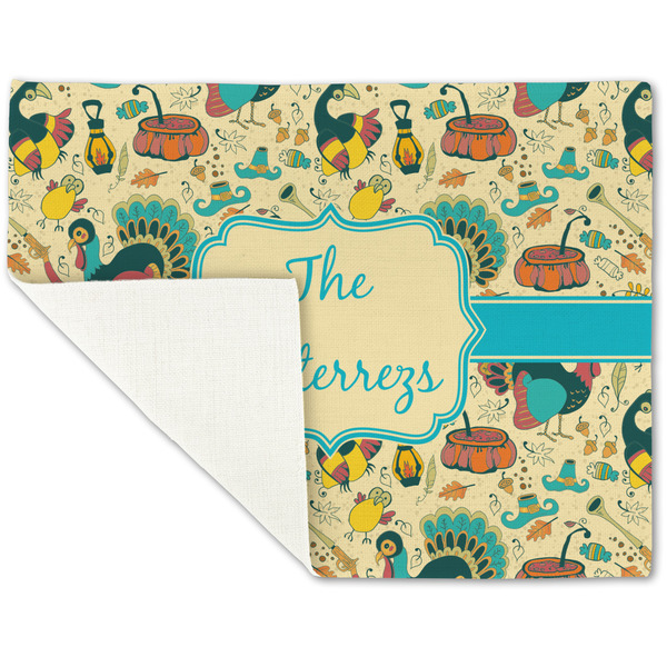 Old Fashioned Thanksgiving Linen Placemat - Folded Corner (single side)