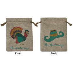 Old Fashioned Thanksgiving Medium Burlap Gift Bag - Front & Back (Personalized)