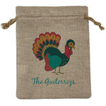 Old Fashioned Thanksgiving Medium Burlap Gift Bag - Front (Personalized)